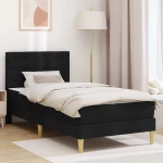 vidaXL Σκελετός κρεβατιού με στρώμα Μαύρο 100 x 200 cm ύφασμα