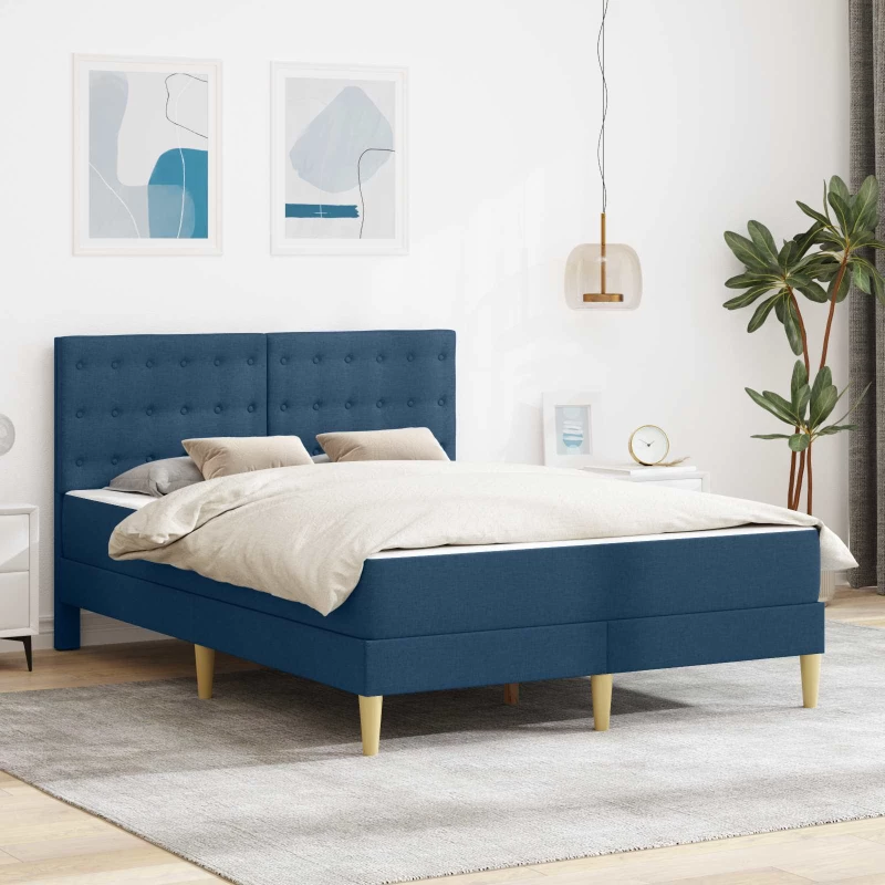 vidaXL Σκελετός κρεβατιού με στρώμα Μπλε 120 x 200 cm ύφασμα