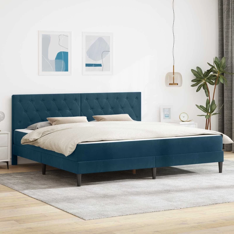 vidaXL Σκελετός κρεβατιού με στρώμα Μπλε 180 x 200 cm Βελούδο
