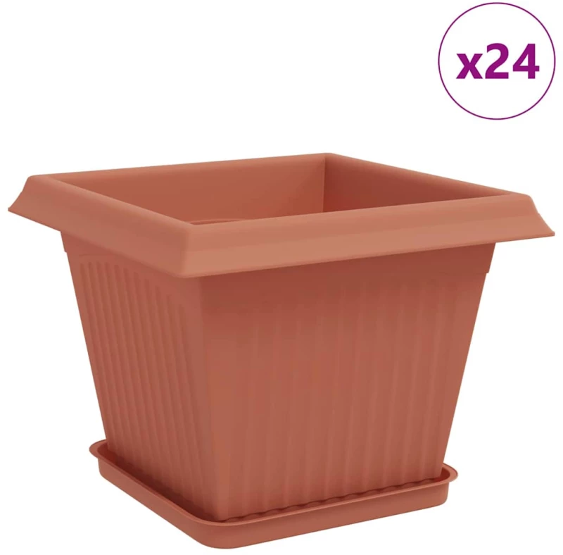 vidaXL Γλάστρες φυτών 24 pcs Κεραμιδί 28,5 x 28,5 x 22 εκ Πλαστικό