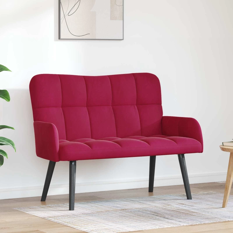 vidaXL Διθέσιος Καναπές Μπορντό 115 x 61 x 87 εκ. Βελούδο