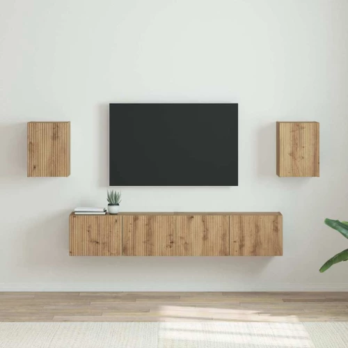 vidaXL Ντουλάπι Τηλεόρασης Τοίχου 2 pcs Καρυδιά Χειροποίητης Εργασίας