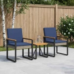 vidaXL Σετ Εξωτερικών Επίπλων 3 pcs Γκρι και Navy Blue συνθετικό ρατάν