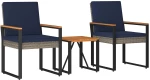 vidaXL Σετ Εξωτερικών Επίπλων 3 pcs Γκρι και Navy Blue συνθετικό ρατάν