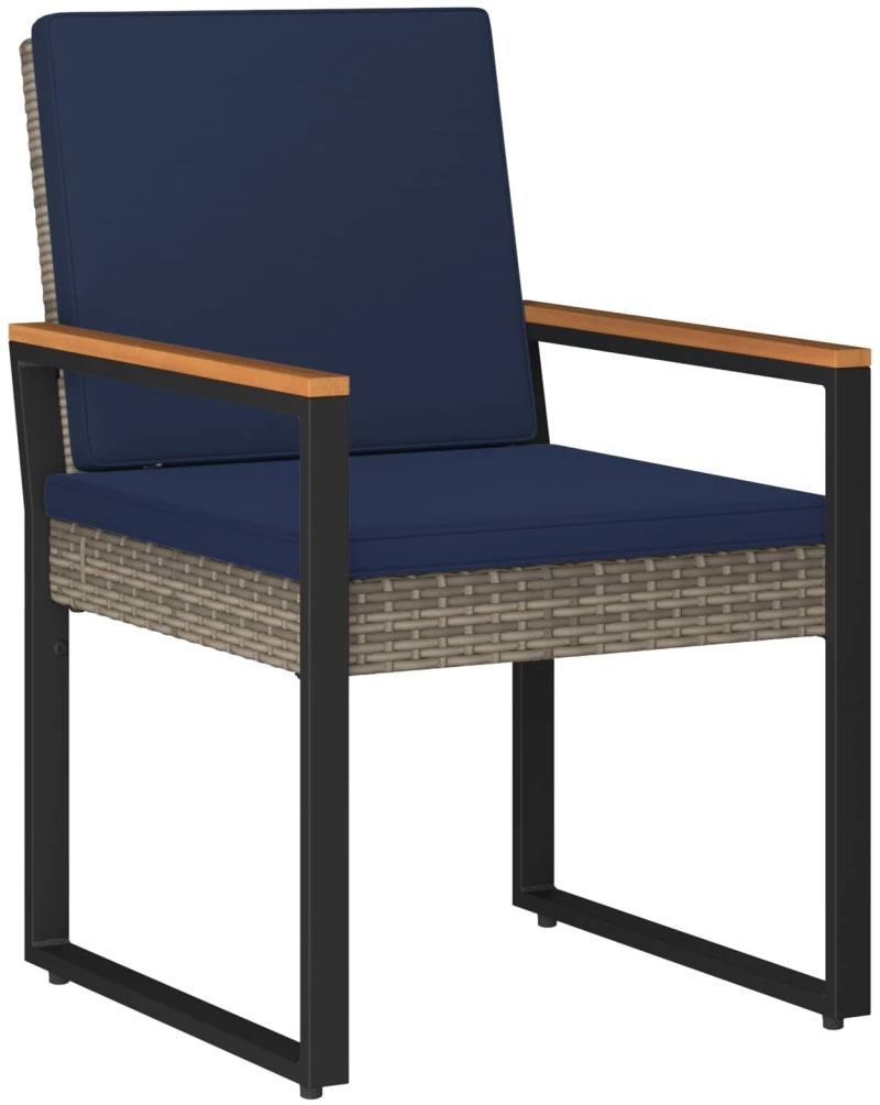 vidaXL Σετ Εξωτερικών Επίπλων 3 pcs Γκρι και Navy Blue συνθετικό ρατάν