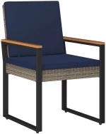 vidaXL Σετ Εξωτερικών Επίπλων 3 pcs Γκρι και Navy Blue συνθετικό ρατάν