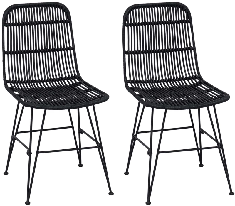 vidaXL Καρέκλα τραπεζαρίας 2 pcs Μαύρο 41 x 55 x 85 εκ.