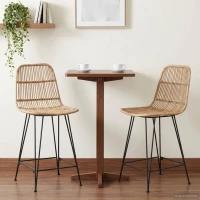 vidaXL Μπαρ σκαμπό 2 pcs Φυσικό 44 x 54 x 96 εκ. Ράτταν και Χάλυβας
