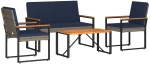 vidaXL Σετ Εξωτερικών Επίπλων 4 pcs Γκρι και Navy Blue συνθετικό ρατάν