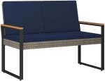 vidaXL Σετ Εξωτερικών Επίπλων 4 pcs Γκρι και Navy Blue συνθετικό ρατάν