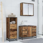 vidaXL Σετ Επίπλων Μπάνιου με ράφι 3 pcs Παλιό Ξύλο Επεξεργασμένο ξύλο