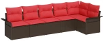 vidaXL Σετ Καναπέ Κήπου με αποθήκευση 6 pcs Καφέ συνθετικό ρατάν