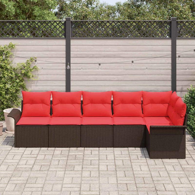 vidaXL Σετ Καναπέ Κήπου με αποθήκευση 6 pcs Καφέ συνθετικό ρατάν