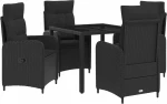 vidaXL Σετ Εξωτερικής Τραπέζης 5 pcs Μαύρο 90 x 90 x 75 cm