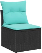 vidaXL Σετ Καναπέ Κήπου με μαξιλάρι 7 pcs Μαύρο Πολυ ράταν