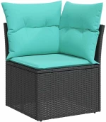vidaXL Σετ Καναπέ Κήπου με μαξιλάρι 7 pcs Μαύρο Πολυ ράταν