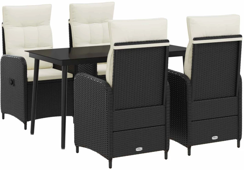 vidaXL Σετ Τραπέζι Καναπέ με μαξιλάρι 5 pcs Μαύρο και Κρεμ Λευκό