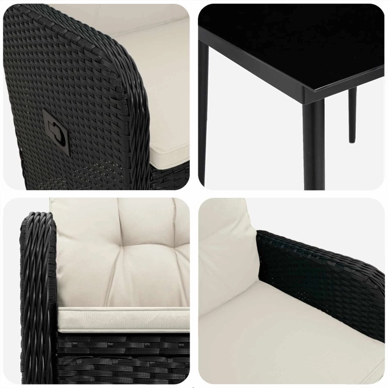 vidaXL Σετ Τραπέζι Καναπέ με μαξιλάρι 5 pcs Μαύρο και Κρεμ Λευκό