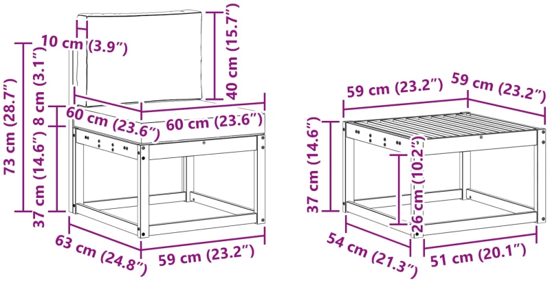 vidaXL Σειρά Καναπέ Εξωτερικού με μαξιλάρι 4 pcs