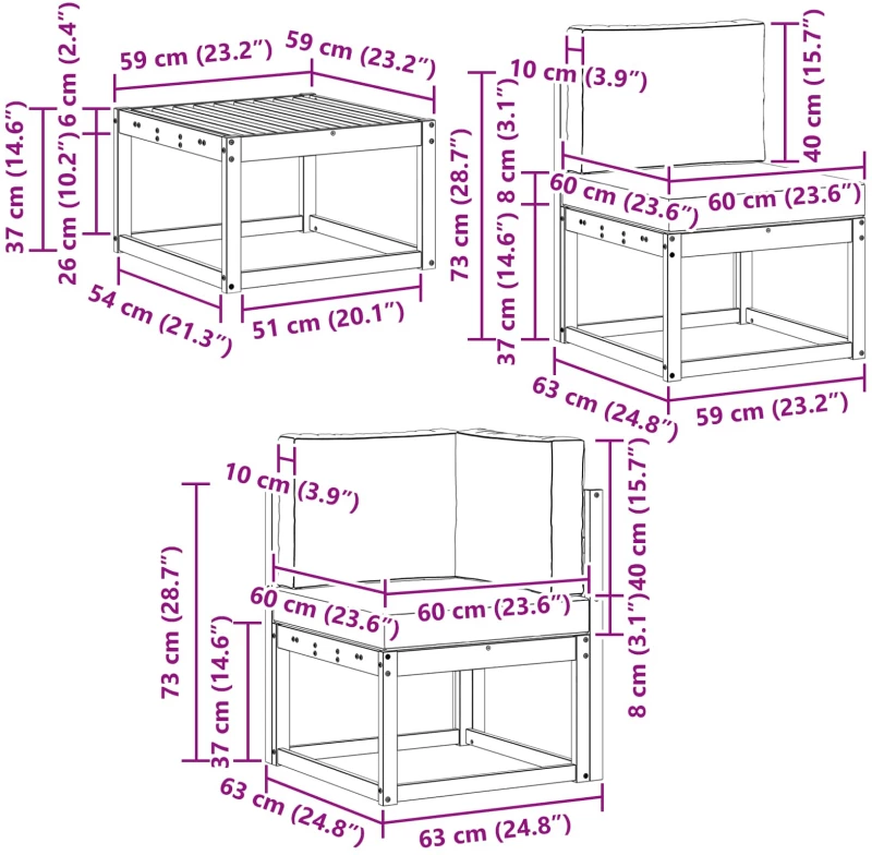 vidaXL Σειρά Καναπέ Εξωτερικού με μαξιλάρι 6 pcs