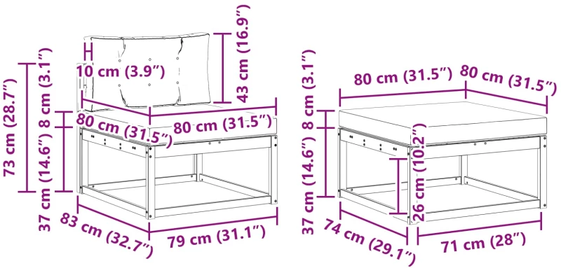 vidaXL Σειρά Καναπέ Εξωτερικού 4 pcs Λευκό και Ανοιχτό Γκρι