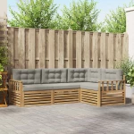 vidaXL Σειρά Καναπέ Εξωτερικού 5 pcs Λευκό και Ανοιχτό Γκρι