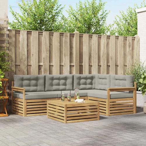 vidaXL Σειρά Καναπέ Εξωτερικού 6 pcs Λευκό και Ανοιχτό Γκρι