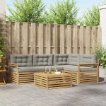 vidaXL Σειρά Καναπέ Εξωτερικού 6 pcs Λευκό και Ανοιχτό Γκρι