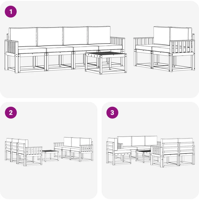 vidaXL Σειρά Καναπέ Εξωτερικού με μαξιλάρι 7 pcs Άσπρο και Ανθρακί