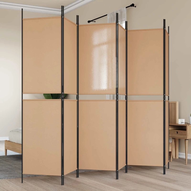 vidaXL Διαχωριστικό Δωματίου 6-Πάνελ Μπεζ 300 x 200 cm Ύφασμα