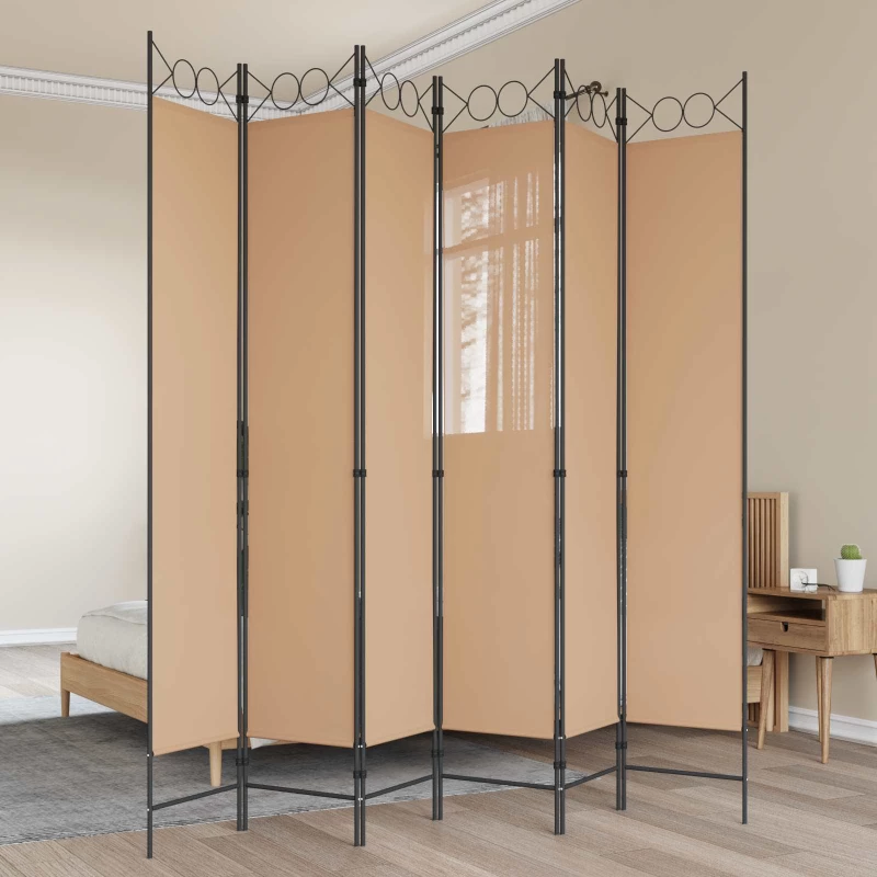 vidaXL Διαχωριστικό Δωματίου 6-Πάνελ Μπεζ 240 x 220 cm Ύφασμα