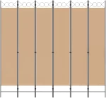 vidaXL Διαχωριστικό Δωματίου 6-Πάνελ Μπεζ 240 x 220 cm Ύφασμα