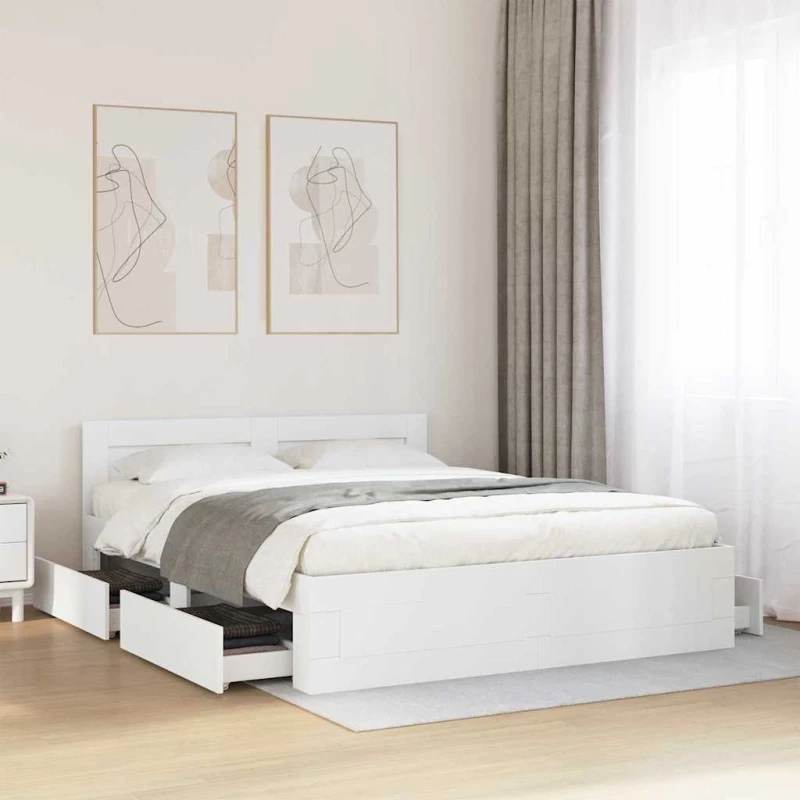 vidaXL Σκελετός Κρεβατιού 2 pcs Λευκός 150 x 200 cm Επεξεργασμένο ξύλο