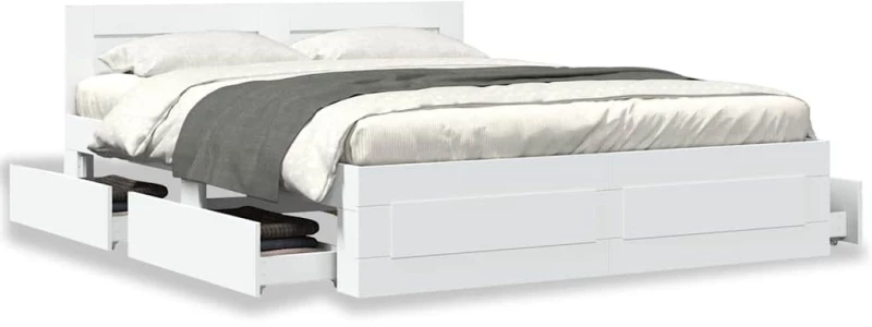 vidaXL Σκελετός Κρεβατιού 2 pcs Λευκός 150 x 200 cm Επεξεργασμένο ξύλο