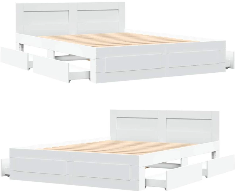 vidaXL Σκελετός Κρεβατιού 2 pcs Λευκός 150 x 200 cm Επεξεργασμένο ξύλο