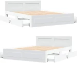 vidaXL Σκελετός Κρεβατιού 2 pcs Λευκός 150 x 200 cm Επεξεργασμένο ξύλο