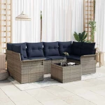 vidaXL Σετ Καναπέ Κήπου με μαξιλάρι 7 pcs Γκρι συνθετικό ρατάν