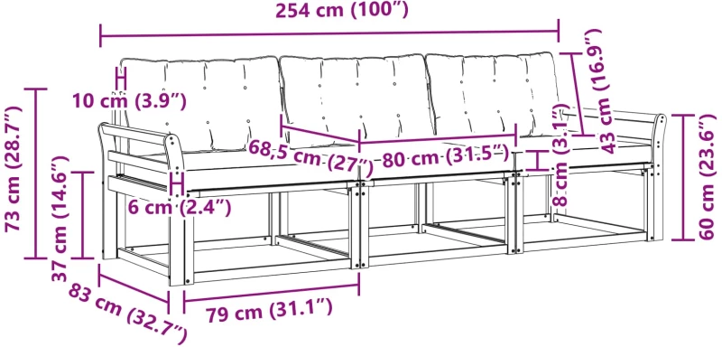 vidaXL Σειρά Καναπέ Εξωτερικού 3 pcs Λευκό και Ανοιχτό Γκρι