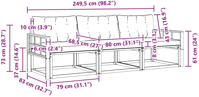 vidaXL Σειρά Καναπέ Εξωτερικού 3 pcs Λευκό και Ανοιχτό Γκρι
