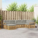 vidaXL Σειρά Καναπέ Εξωτερικού 6 pcs Λευκό και Ανοιχτό Γκρι