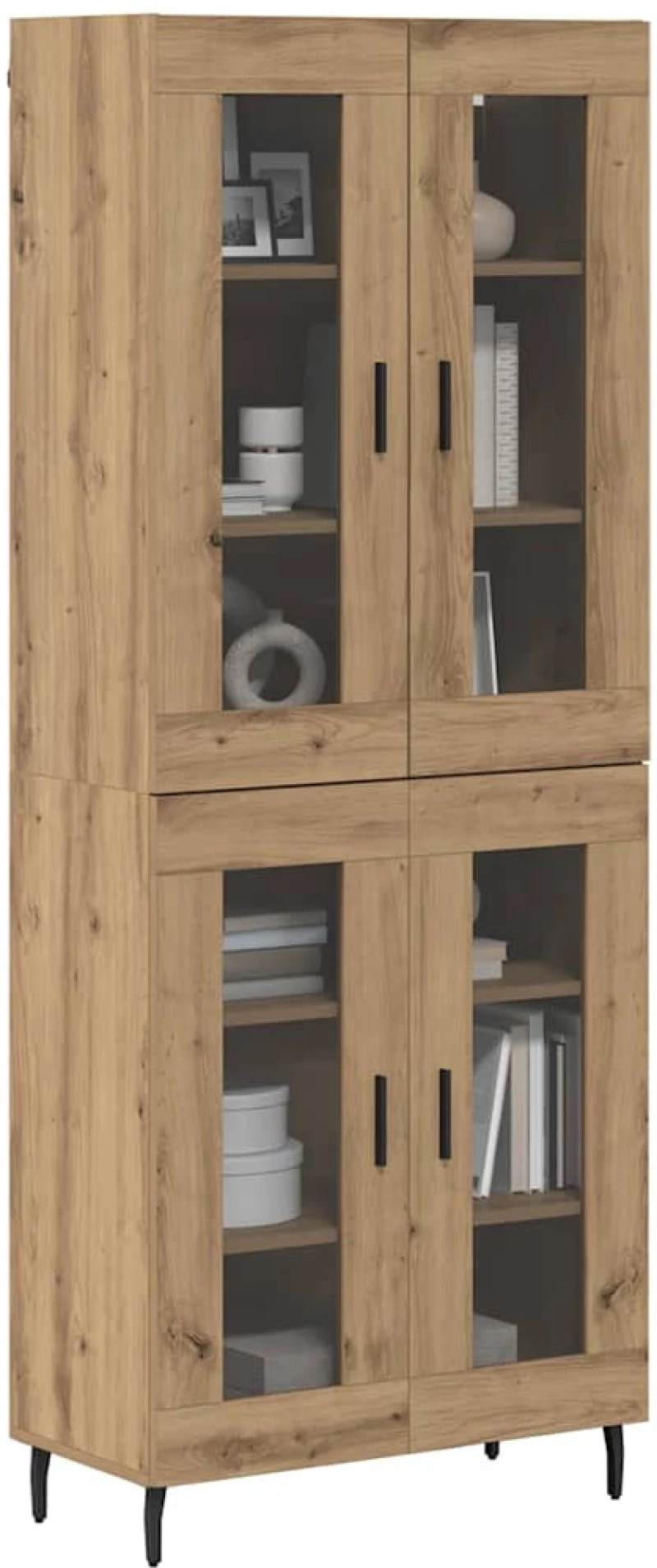 vidaXL Highboard 2 pcs Artisan Oak Σύνθετο Ξύλο και Γυαλί