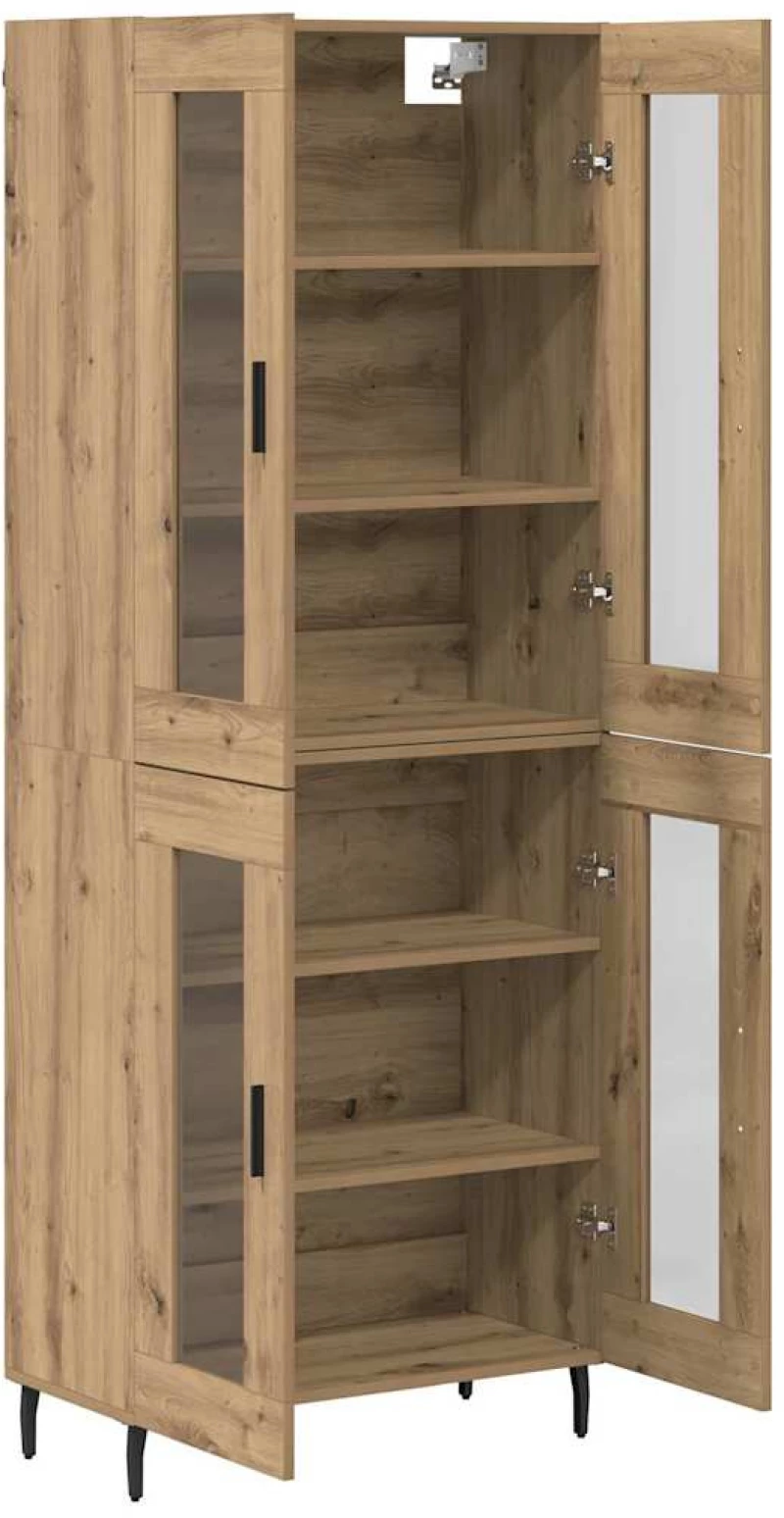 vidaXL Highboard 2 pcs Artisan Oak Σύνθετο Ξύλο και Γυαλί