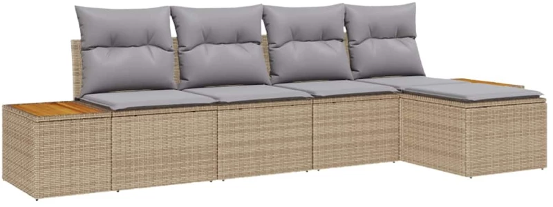 vidaXL Σετ Καναπέ Κήπου 6 pcs Μπέζ και Ανοιχτό Γκρι Πολυρατάν