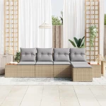 vidaXL Σετ Καναπέ Κήπου 6 pcs Μπέζ και Ανοιχτό Γκρι Πολυρατάν