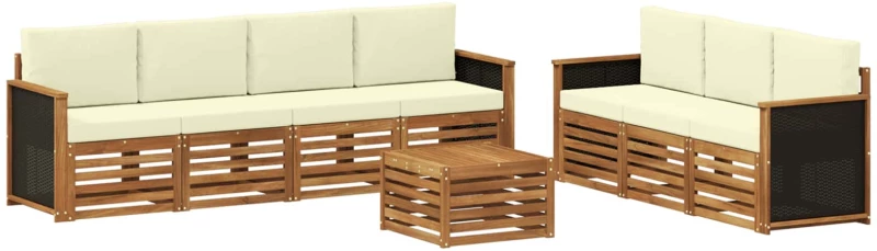 vidaXL Σετ Καναπέ με μαξιλάρι 8 pcs Στερεό Ξύλο Ακακίας