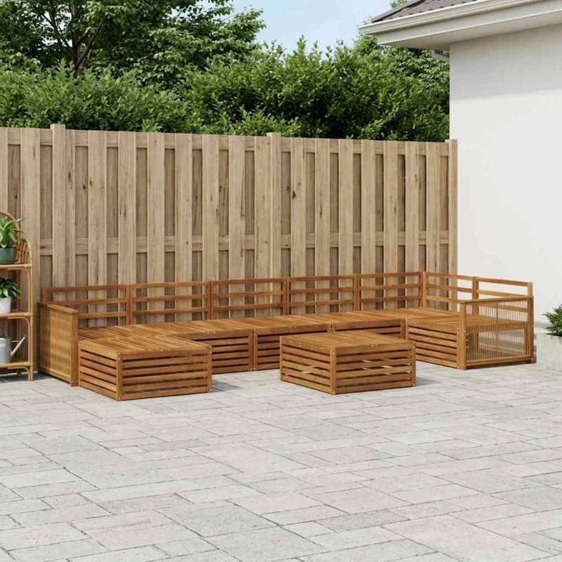 vidaXL Σειρά Καναπέ Εξωτερικού 8 pcs Φυσικό