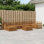 vidaXL Σειρά Καναπέ Εξωτερικού 8 pcs Φυσικό