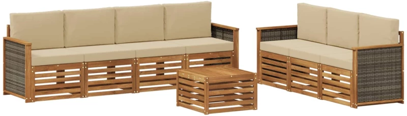 vidaXL Σετ Καναπέ με μαξιλάρι 8 pcs Στερεό Ξύλο Ακακίας