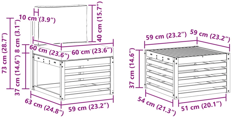 vidaXL Σετ Καναπέ με μαξιλάρι 8 pcs Στερεό Ξύλο Ακακίας
