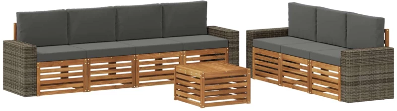 vidaXL Σετ Καναπέ με μαξιλάρι 8 pcs Στερεό Ξύλο Ακακίας